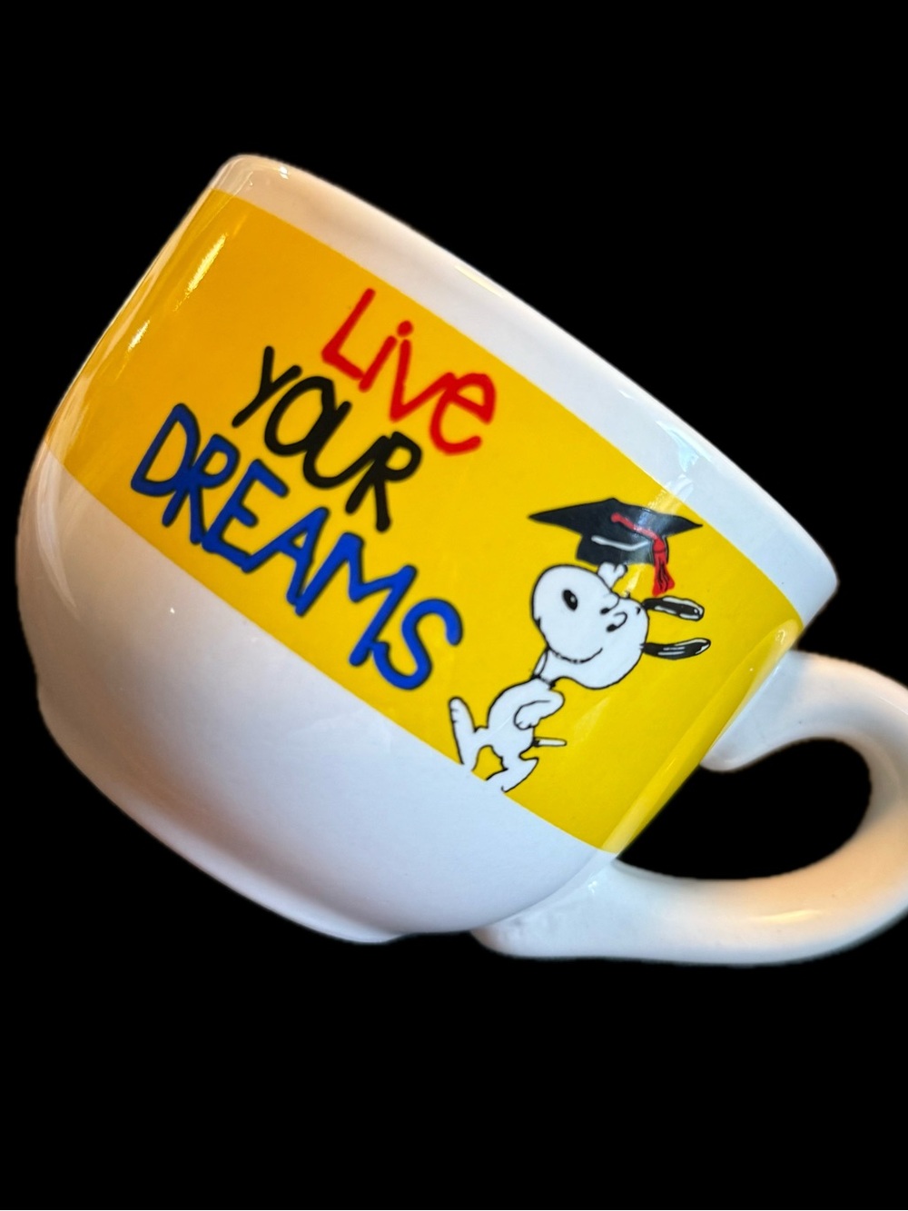 ‘Live Your Dreams’ Snoopy Graduation Heavy 12oz Ceramic Mug EUC